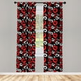 thumbnail image 4 of Ambesonne Abstract Window Curtains, Spirals and Dots Art, Each 28" W x 63" L, White Black and Vermilion, 4 of 4