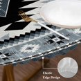 thumbnail image 3 of Brown Beige Boho Round Tablecloth, Fitted Table Cover with Elastic for 36"-44" Round Tables, Southwestern Ethnic Abstract Geometric Table Cloth Outdoor Indoor Dinning Party Waterproof Tablecloths, 3 of 7