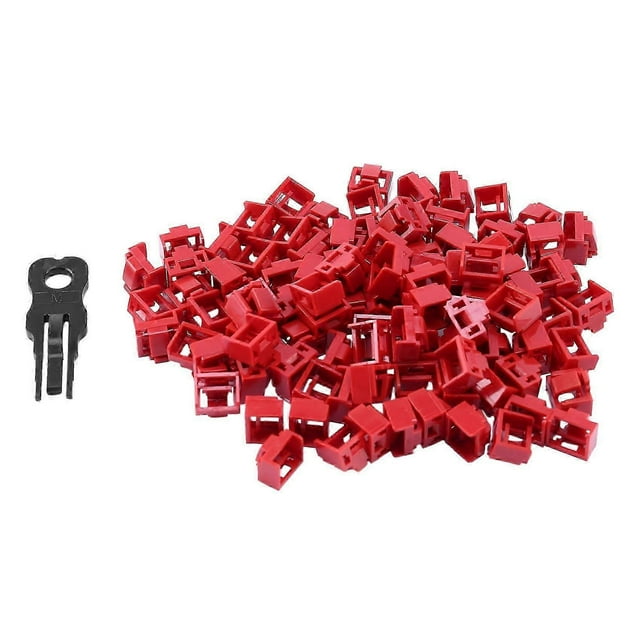100Pcs Red RJ45 Port Ethernet LAN Hub Anti Dust Cover Plug Cap Blockout Protector with Proprietary L