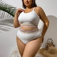 thumbnail image 6 of Ohufall Women's Bikini Sets Colorblock Trim 2 Piece Swimsuit High Waisted Bathing Suits for Women Scoop Neck Adjustable Spaghetti Straps Bikini Swimwear, 6 of 7