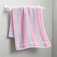 thumbnail image 4 of 1pc Stripe Cotton Towels for Bathroom, Large 27 x 13 Inch, Soft and Absorbent Hand Dry Towels, Home Soft Towel for Hotel, Bath, Pink, 4 of 6