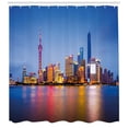 thumbnail image 3 of Ambesonne Urban Shower Curtain, Shanghai City Skyline, 69"Wx84"L, Blue Pink Yellow, 3 of 3