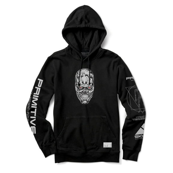 Primitive Skateboarding Apparel Men's X Terminator 2 Skynet Hoodie Sweatshirt (Medium, Black)