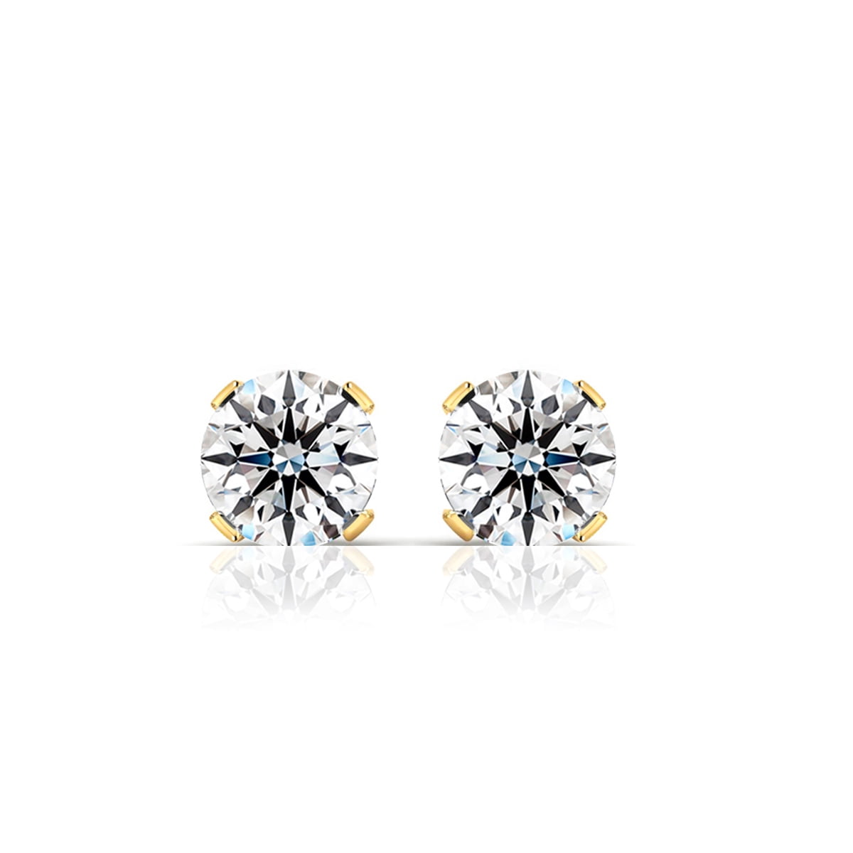 SuperJeweler 2 Carat Total Weight Colorless Lab Grown Diamond Stud Earrings In 14K Yellow Gold For Women