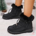 thumbnail image 3 of Waterproof Snow Boots for Women Lace up Double Zipper Furry Lined Winter Booties Platform Soft Sole Stitching Ankle Boots, 3 of 7