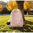 thumbnail image 6 of BiFandian Checkerboard Pattern Plaid Backpack, Korean Style Lightweight Casual Daypack with Roomy Compartment, Stylish Carryall Bag for Daily Commute Outdoor Errand Use, 6 of 6