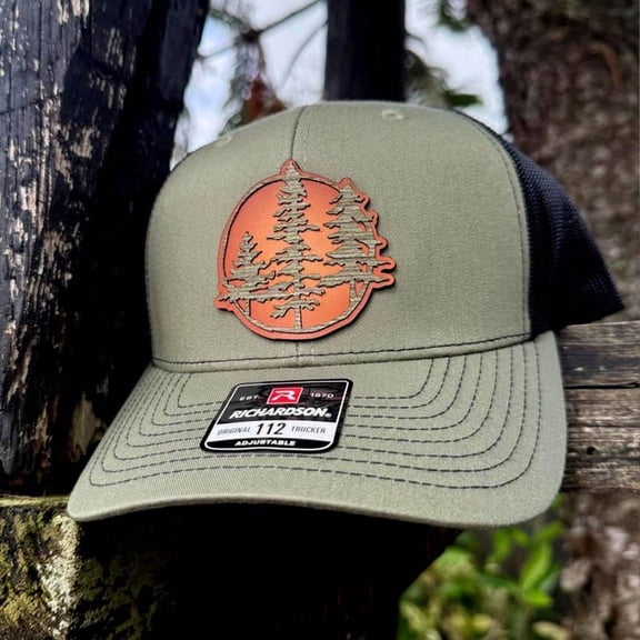 Tree Patch Hat – Richardson 112 Trucker Cap with Sunburst Leather & Wood