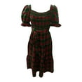 thumbnail image 4 of XIYON Dress For Women Fashion Checked Mid Sleeve Casual Long Dress Elegant, 4 of 6