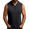 thumbnail image 2 of Men's Casual Sporty Hooded Sleeveless Vest, Breathable Solid Color Pullover for Spring Fall, Layering Piece,Black,M, 2 of 5