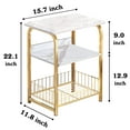 thumbnail image 5 of aboxoo End Table Side Table 3 Tiers White Marble Nightstand Industrial Retro Storage Shelf for Living Room Bedroom Kitchen Family and Office,Stable Wood and Metal Frame, 5 of 9
