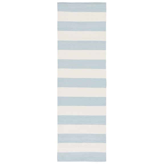 SAFAVIEH Montauk Saranna Geometric Cotton Runner Rug, Sky Blue/Ivory, 2'3" x 21'