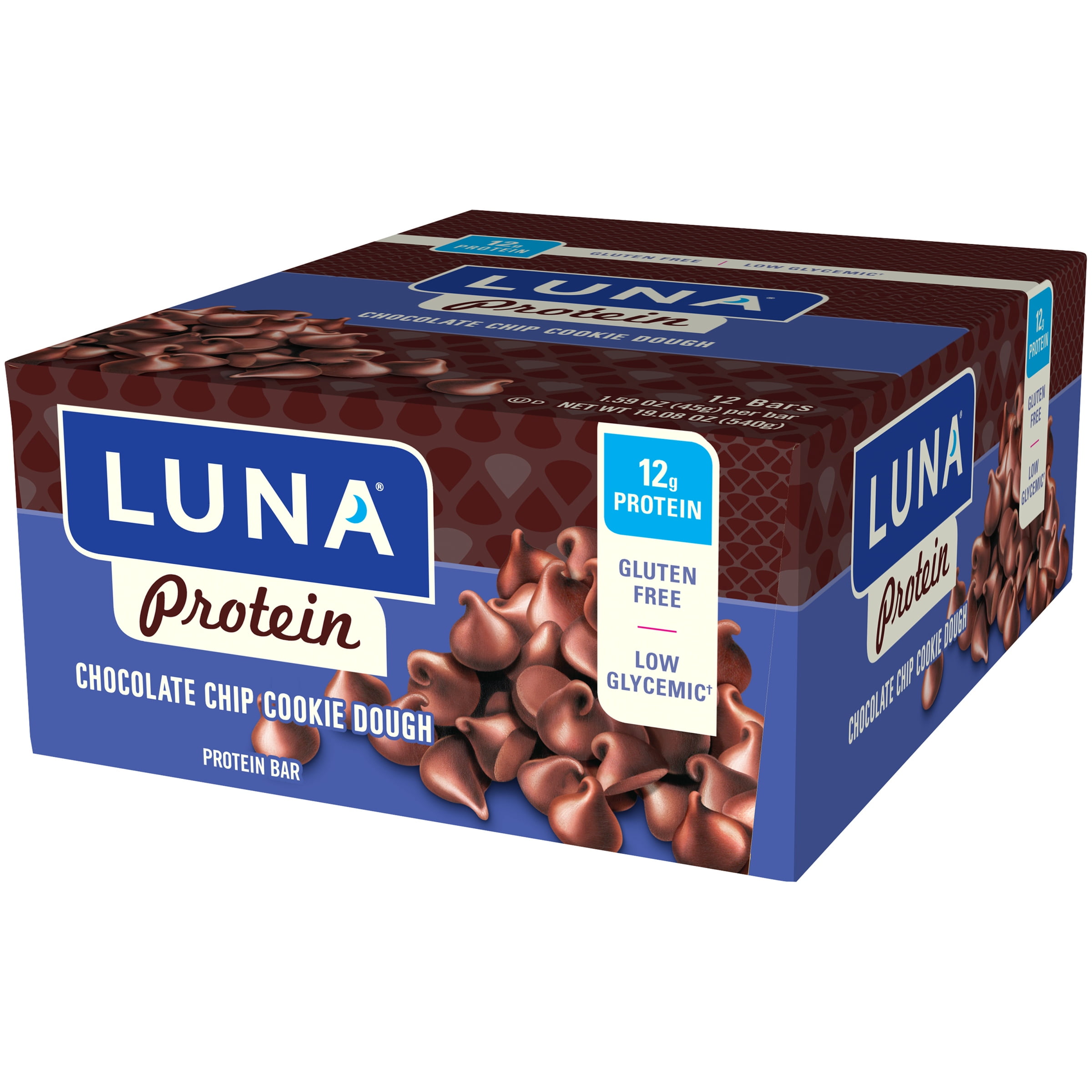 Luna Protein Gluten Free Protein Bars Chocolate Chip Cookie Dough