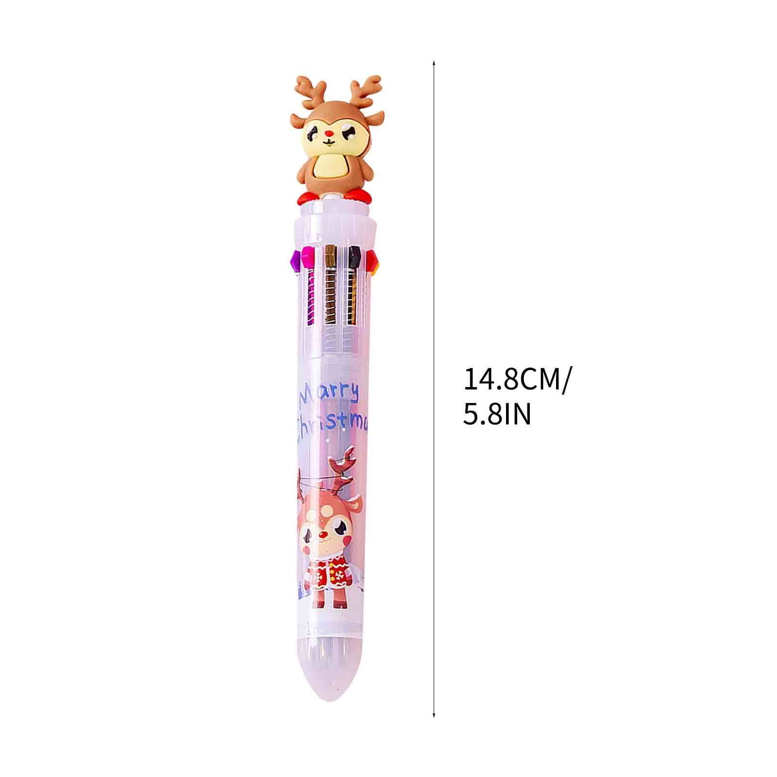 Rbaofujie Ballpoint Pen, Push Type, with Multifunction Marker, Fine Point, 0.7 mm, Assorted Ink Colors, 10 Count
