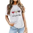 thumbnail image 3 of VILOVE Women Patriotic Shirts Red White and Blue Shirts American Flag Shirt 4th of July Tops Funny Wine Glass Graphic Tees, 3 of 6