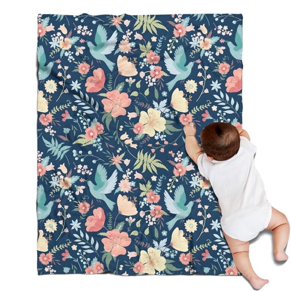 Pioneer Flower Floral Print Pattern Blanket,Comfortable Soft Flannel Throw Blanket,All Season,Warm Lightweight Blankets for Sofa Bed Couch Living Room Chair,30"x40"
