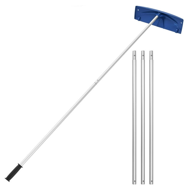 KFFKFF Snow Roof Rake, 24 in PP Plastic Blade, 3.8-18.2 ft Adjustable Roof Snow Scraper with Wheels, Anti-Slip Handle Snows Removal Tool, Lightweight House Rooftop Rake