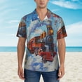 thumbnail image 2 of Fotbe Cartoon Train Hot Air Balloon Hawaiian Shirt for Men Unisex Summer Beach Casual Short Sleeve Cotton Linen Button Down Shirts-Small, 2 of 5