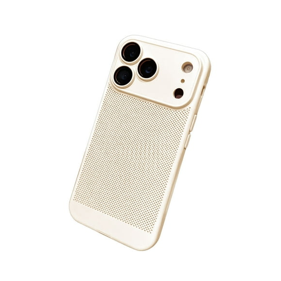 Funda disipadora de calor para iPhone 17, trasera rígida delgada, transpirable, con orificios para la cámara y lente.