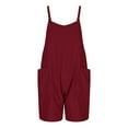 thumbnail image 5 of IROINNID Spring Summer Overalls for Women's Loose Fit Adjustable Straps Bib Jumpsuits Square Neck Wide Leg Solid Color Overalls with Pockets(Wine#2,XL), 5 of 6