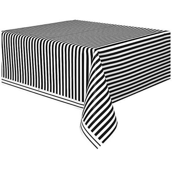 Black Striped Plastic Table Cover 108 X 54 Com