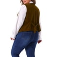 thumbnail image 4 of DARING DIVA Women's Plus Size Velvet Sleeveless Button Down V Neck Vest 3X Coffee, 4 of 7