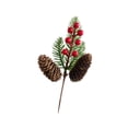 thumbnail image 4 of Rama de pino artificial con frutos rojos, realista, para manualidades navideñas. Longitud 24cm, 4 of 9