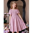 thumbnail image 4 of Arshiner Girls Summer Dress Tween Casual Smocked Swing Flowy Ruffle Midi Dresses with Pockets, 4 of 6