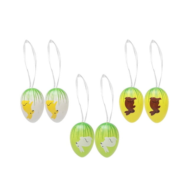 6 adornos colgantes de huevos de Pascua, decoración de árbol de Pascua con cuerda, decoración de Pascua para oficina, recuerdo de fiesta, celebración estilo C