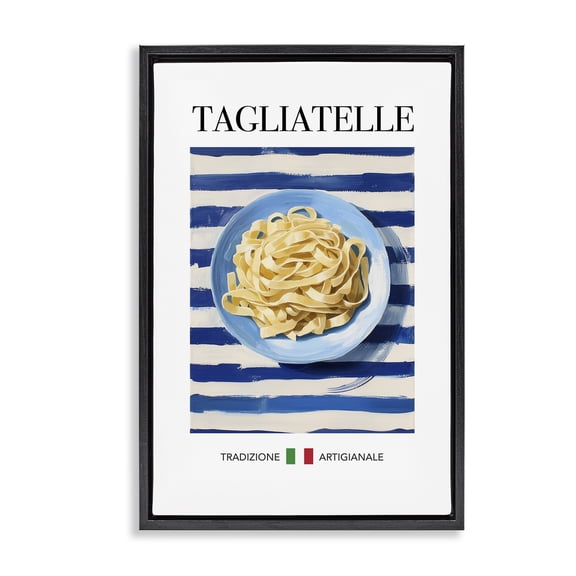 Stupell Industries Traditional Tagliatelle Pasta Food & Beverage Painting Black Floater Framed Canvas Art Print Wall Art, 17 x 25