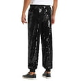 thumbnail image 3 of INSPIRE CHIC Sequin Pants for Men's Sparkly Disco Costume Elastic Waist Shiny Metallic Joggers 30 Black, 3 of 6
