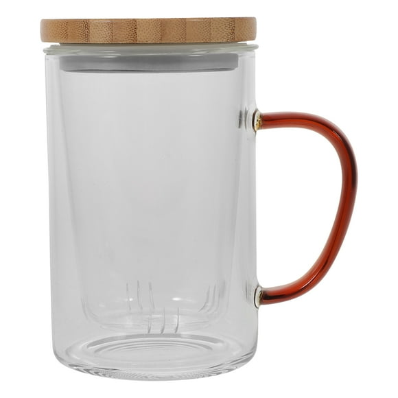 Glass Tea Cup Tea Filters Cup and Lid Glass Milk Cup Tea Cup Glass Water Cup(450ml)