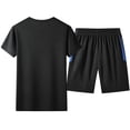 thumbnail image 3 of FRSASU Men's Summer Vacation Outfits 2 Piece Short Sleeve Gradient Graphic Shirt and Shorts Sweatsuits Sets Big Tall Matching Set Blue, 3 of 9
