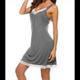 thumbnail image 3 of Camisón de Mujer con Cuello en V, de Encaje, Suave, Gris, Talla XL, 3 of 7