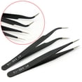 thumbnail image 2 of Flmtop 2Pcs Straight Curved Tweezers for Nail Art Eyelash Extension Nipper Picking Tool, 2 of 6
