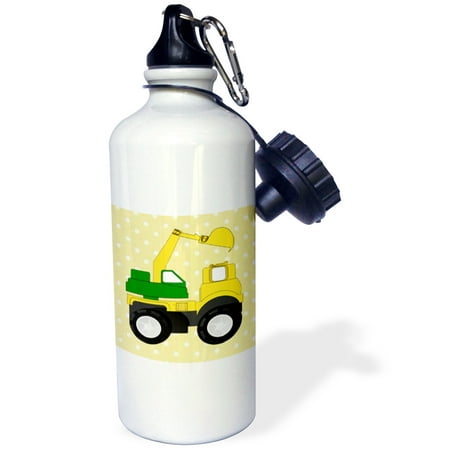 

3dRose Image of Cartoon Backhoe On Yellow Dots - Straw Water Bottle 21-ounce