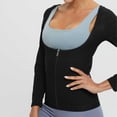 thumbnail image 6 of Women Long Sleeve Sauna Suit Hot Sweat Body Shaper Jacket Zipper Up Solid Color Coat Gym Running Fitness Exercise Outerwear, 6 of 7