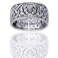 thumbnail image 3 of Scottish Thistle and Celtic Knot Wedding Band 11mm Wide Sterling Silver Ring, 3 of 4