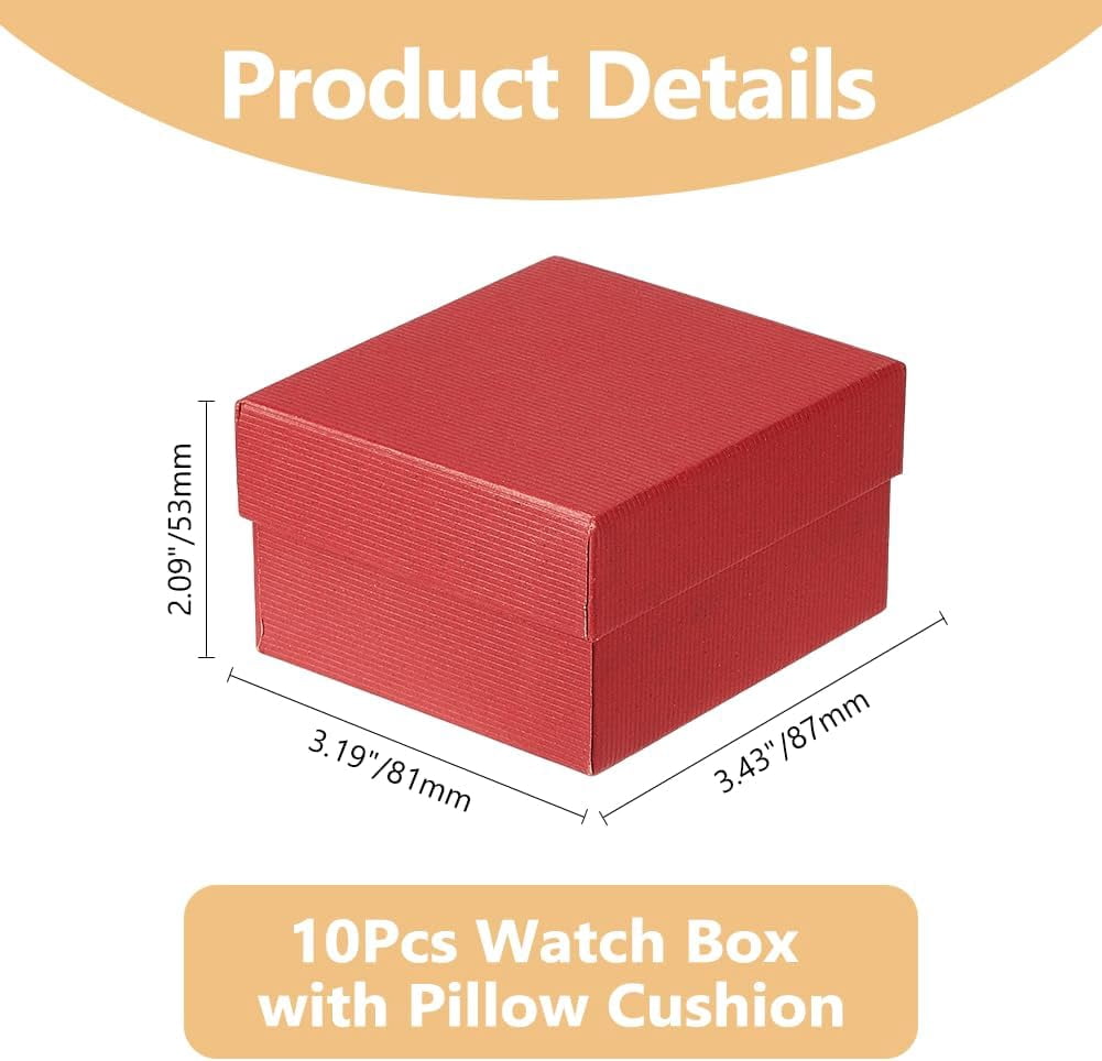12Pcs Red Cardboard Jewelry Gift Boxes Set - 3.5x3.5x1.2 Inch, With Satin Ribbon & Scissors, For Necklaces, Rings, Earrings - View #9