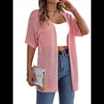 thumbnail image 1 of Cárdigan de Verano para Mujer, Corta, Cuello en V, Crochet, Suelto, Frontal Abierto, , para Cubrirse. Rosa M, 1 of 7