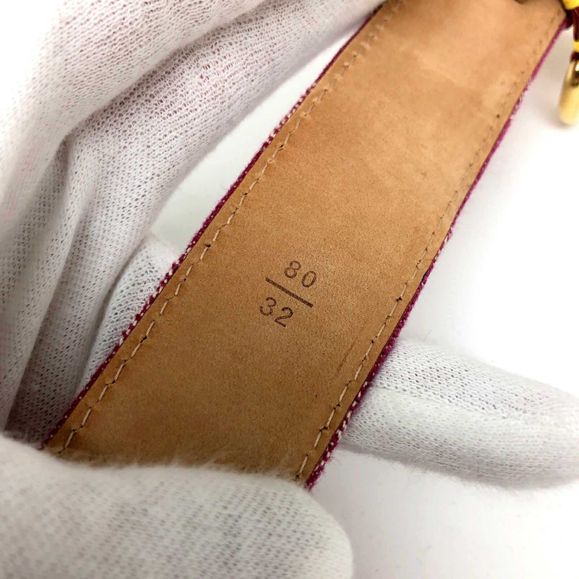 Authenticated used Louis Vuitton Louis Vuitton Belt M6925w Monogram Denim Pink Gold Metal Fittings Leather Women's, Adult Unisex, Size: Length: 95cm /