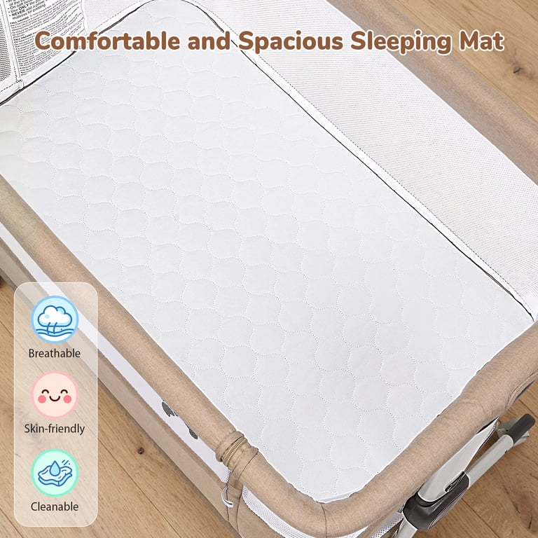 Vipuse 3-in-1 Bedside Bassinet with Storage, Oatmeal photo 4