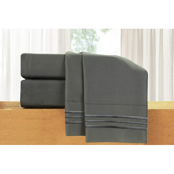 Elegant Comfort 4 Piece Bed Sheets California King Gray Texture 1500 Thread Count Polyester