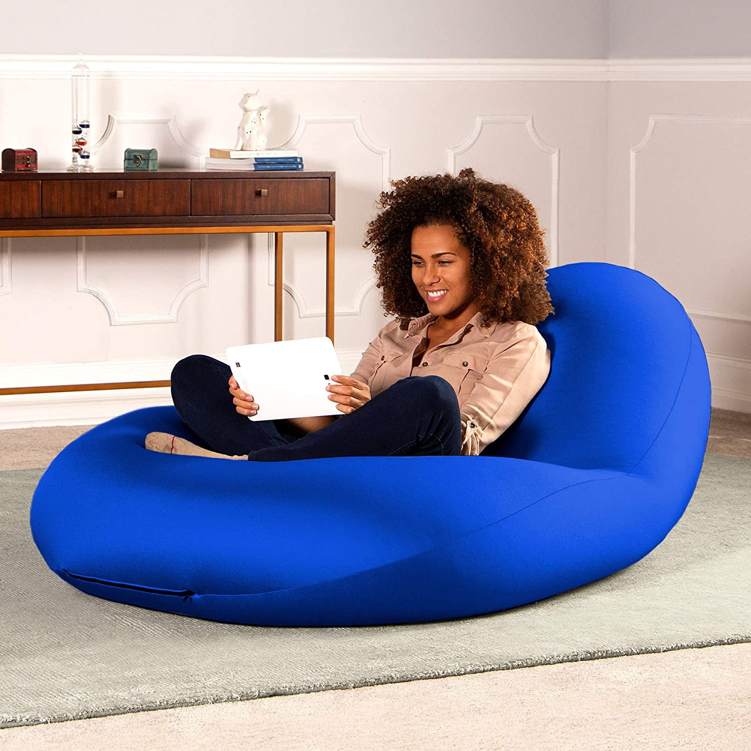 Jaxx Nimbus Spandex Bean Bag Chair for Adults-Furniture for Rec, Family Rooms and More, Large, Royal Blue