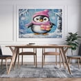 thumbnail image 5 of Wall Art for Living Room Happy Penguin Christmas Canvas Prints Wall Art Modern Pictures Artwork Penguin with Hat Scarf Canvas Print Bath Laundry Home Decorations 16x24inch Unframed, 5 of 8