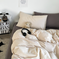 thumbnail image 2 of 3 Pieces Striped Pinstripe Duvet Cover Set Breathable Durable 100% Washed Cotton Khkai Comforter Cover for All Seasons Chic Linen Like Textured King Bedding Set, 2 of 4