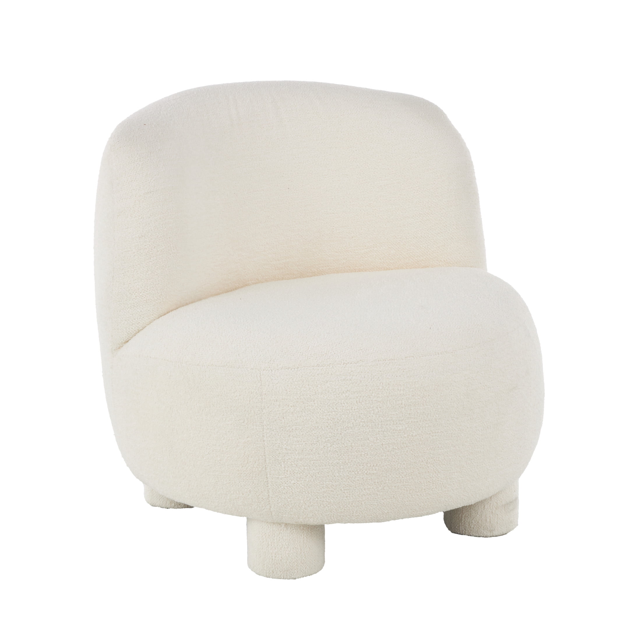 DecMode Polyester Rounded Barrel Lounge Chair, Cream