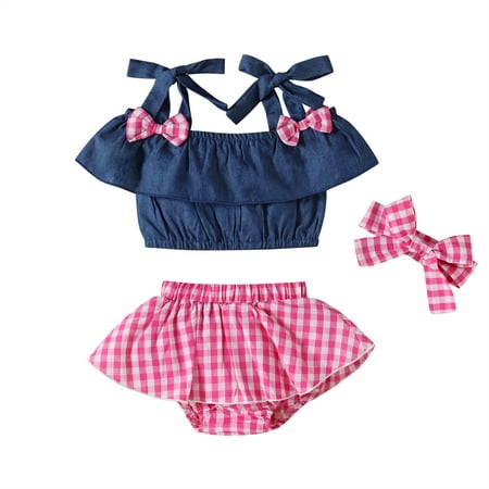 

Viworld Newborn Infant Kids Baby Girl Denim Crop Tops Shorts Pants Summer Outfits Clothes 6-12 Months