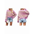 thumbnail image 3 of Women'S Oversized Batwing Sweaters Fall Outfits Trendy Crewneck Knit Side Slit Pullover Tops Purple Green XL, 3 of 7