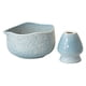 thumbnail image 1 of Cuenco japonés para matcha, hecho a mano, para ceremonia del matcha, con soporte para batidor, 450 ml, para té Azul, 1 of 9