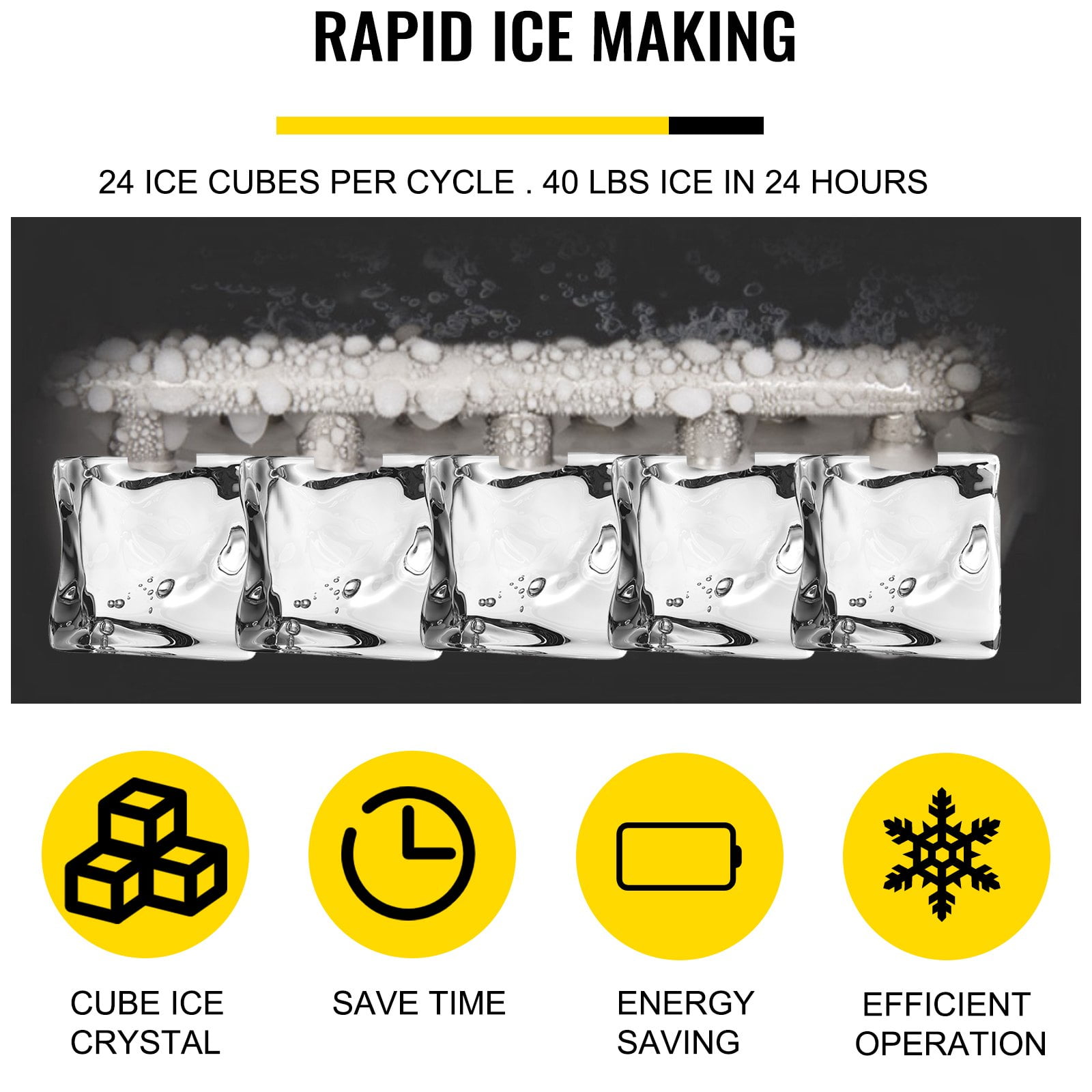 Ice Maker Machine With Ice Scoop And Basket Countertop 40 LBS In 24 Hours Compact And Self Cleaning For Home /Kitchen/Office